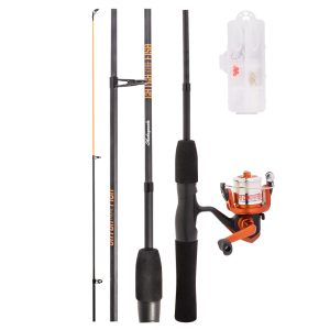 Two kids' fishing sets-Zebco rod with closed reel +Shakespeare rod